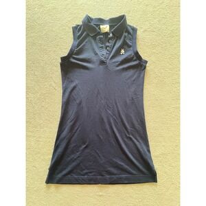 Lili Sidonio Navy Blue Sleeveless Polo Dress Panda Rabbit Embroidery Sporty